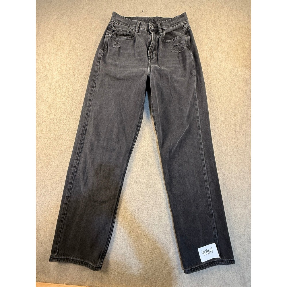 American Eagle Outfitters High Waisted Straight Leg Jeans Washed Black Size 4